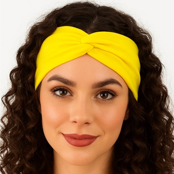 Bright Yellow Twist Knot Headband – Soft Stretch Hair Wrap - Picture 1 of 3